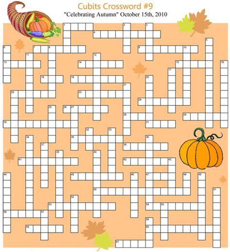 Fall Crossword Puzzle Printable