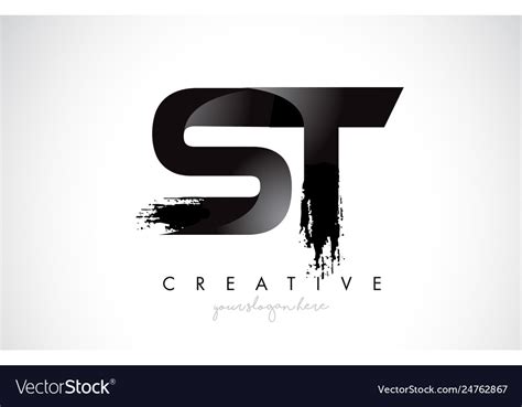 St Letter Design With Brush Stroke And Modern 3d Vector Image