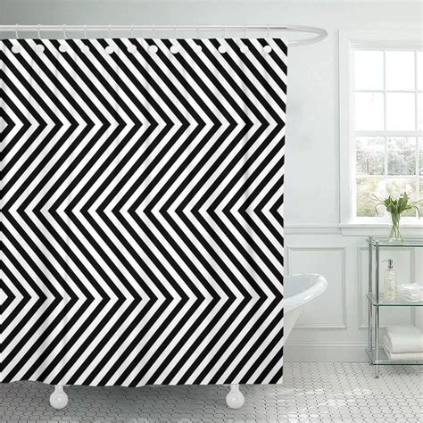 Shower Curtains Bathroom Curtain Striped Black And White Diagonal