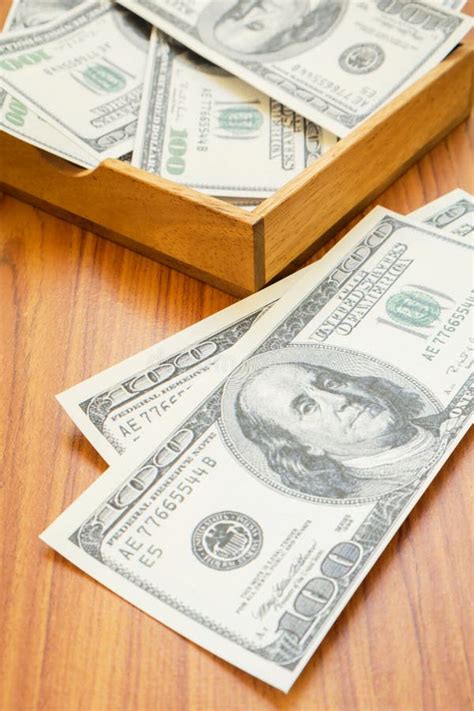 Dollar Bills With Wooden Box Stock Image Image Of Tray Heap 36869849