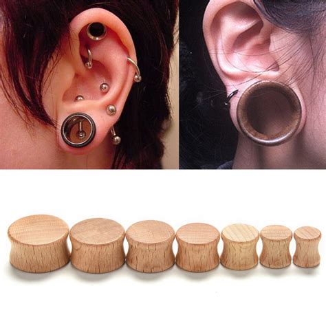 Pcs Wood Plugs And Tunnels Ear Expander Plug Natural Wooden Gauges Ear