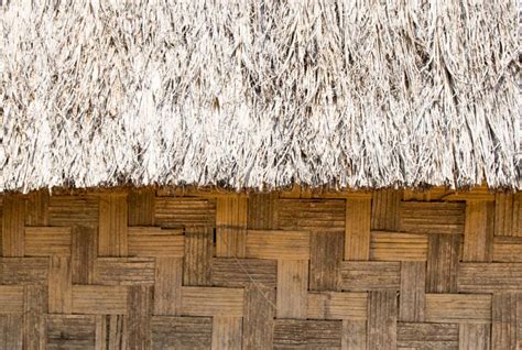 The Wall Of Traditional Vietnamese Bamboo Hut And The Roof Of Dry Grass