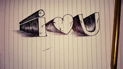 I Love U Drawing In Style 3d Drawing I Love You On Paper 3d I Love