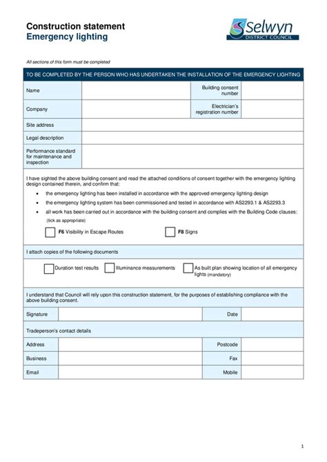 Ep,m5 emergency lighting editable form / a wide choice of fittings are available from basic bulkhead versions to architecturally pleasing alternatives. Fill - Free fillable Selwyn District Council New Zealand ...