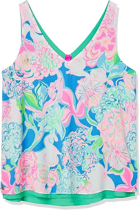 Lilly Pulitzer Womens Florin Sleeveless V Neck Blouse Multi Peony For