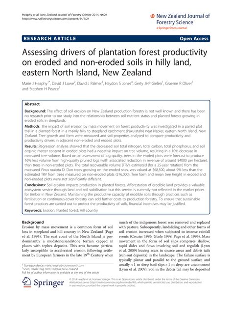 Pdf Assessing Drivers Of Plantation Forest Productivity On Eroded And