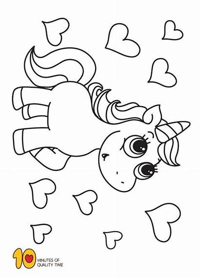 Unicorn Coloring Hearts Kitty Heart Coloriage Printable