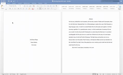How To Do A Cover Page Apa On Word