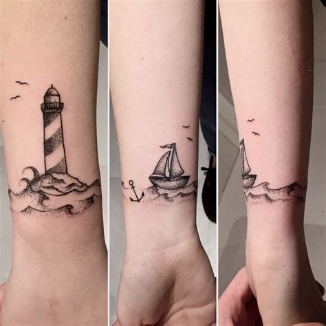 Lighthouse Bracelet Tattoo Handpoked By Kokosmaedchen Dream Tattoos