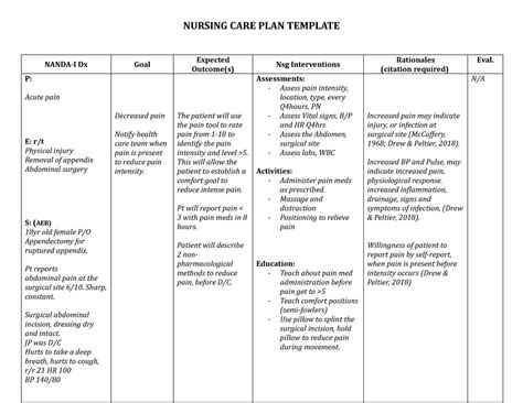 Care Plan 321 Careplans Nursing Dx Goal Expected Outcome Acute Pain