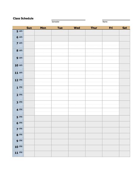 Free Blank Class Roster Printable Class Schedule Template Class