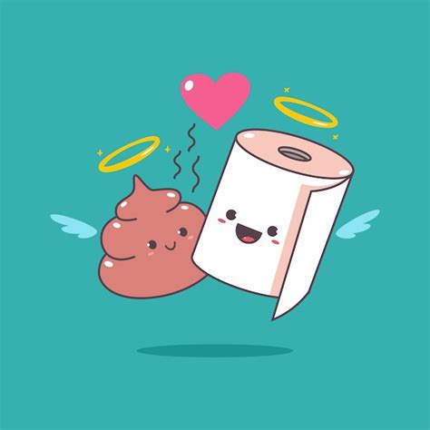 Premium Vector Funny Loving Couple Toilet Paper And Poop Cartoon