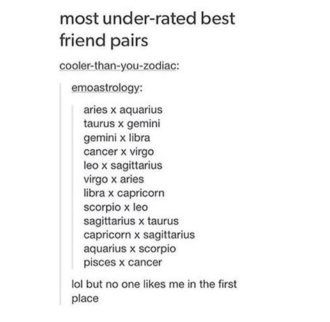 Libra will do the impossible to make everyone around them happy and never expect anything in return. Most underrated best friend pairs | Zodiac, Pisces, Gemini