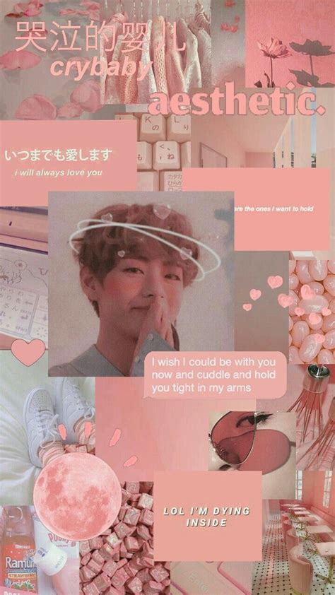 Bts stands for the 7 membered south korean boy group who are known for their amazing dance moves, impressive vocals, melting people's hearts by their humbleness and their wonderful personalities. v pink collage aesthetic wallpapers #bts #v #kpop #kpop ...