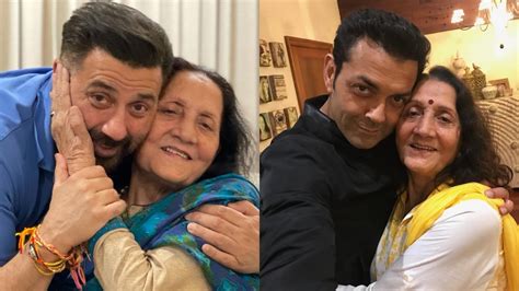 sunny deol bobby deol share adorable pics with their mother on her birthday india tv
