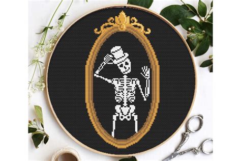 Gothic Halloween Cross Stitch Pattern Pdf Skeleton Skull