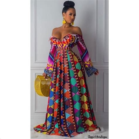 African Dress African Dress African Fashion Ankara Long Sleeve Maxi Dress
