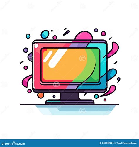 Vector of a Computer Monitor with Vibrant Paint Splatters for a