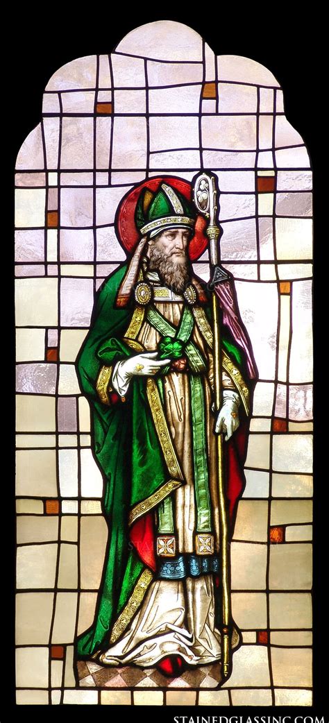 St Patrick With Shamrocks Religious Stained Glass Window