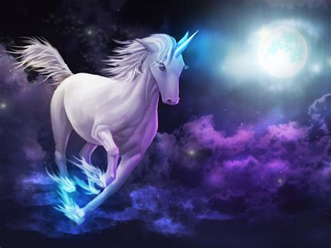 Sign up for free today! Unicorn Galloping Sky Clouds Full Moon Desktop Wallpaper ...