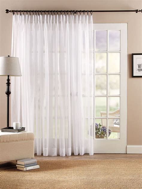 Classic Sheers 96 Inch Pinch Pleat Patio Panel Sheers Curtains Living Room White Curtains