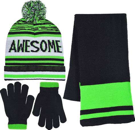 Polar Wear Boys 3 Piece Knit Hat Scarf And Gloves Set In 4 Fun Designs