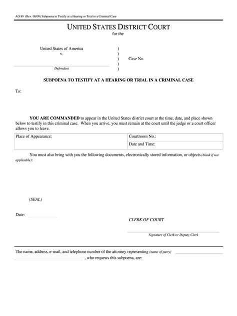 Court Subpoena Case 2009 2024 Form Fill Out And Sign Printable Pdf