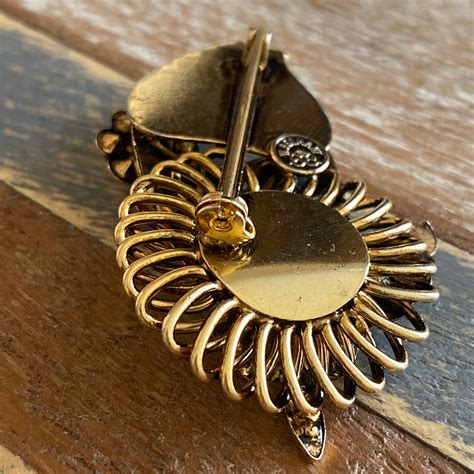 Vintage Costume Jewellery Brooch Gold Toned Masque With Etsy