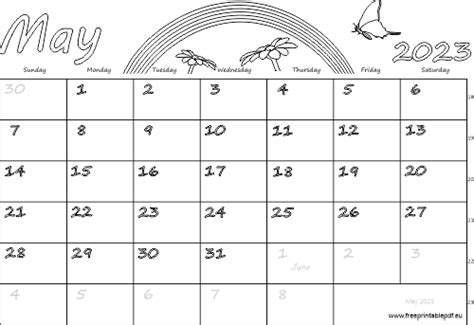 May 2023 Usa Calendar Free Printable Pdf