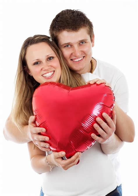 Couple Holding Heart Balloon On Valentines Day Image Free Stock