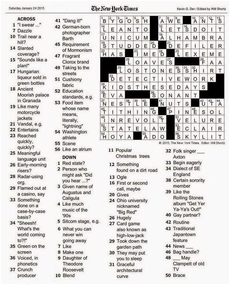 The New York Times Crossword In Gothic 012415 — The Saturday Crossword