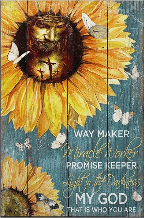 Jesus And Sunflower Way Maker Miracle Worker Promise Keeper