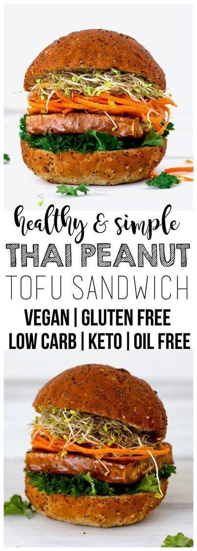 Thai Peanut Tofu Sandwich Vegan Gluten Free Low Carb Keto