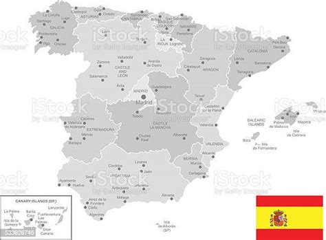 Detalhada Vetor Mapa De Espanha Arte Vetorial De Stock E Mais Imagens