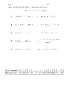Arithmetic geometric sequences common ratio difference activity. Arithmetic and Geometric Sequences and Series 7th Grade ...