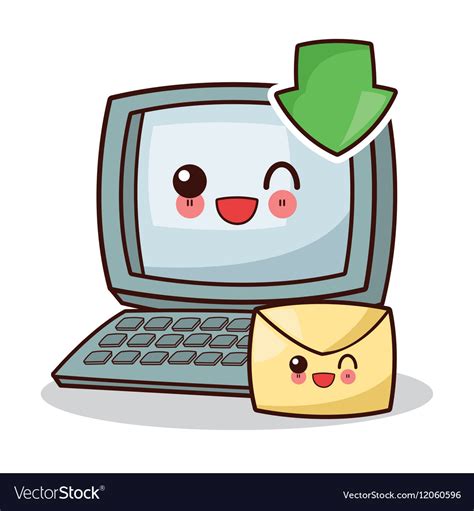 Isolated Kawaii Laptop Design Royalty Free Vector Image