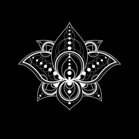 Ornamental boho style lotus flower. Lotus Flower With Geometric Ornament Vector Linear ...