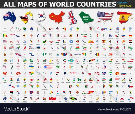 All Maps World Countries And Flags Royalty Free Vector Image