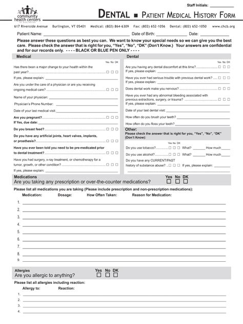 Chcb Dental Patient Medical History Form 2013 Fill And