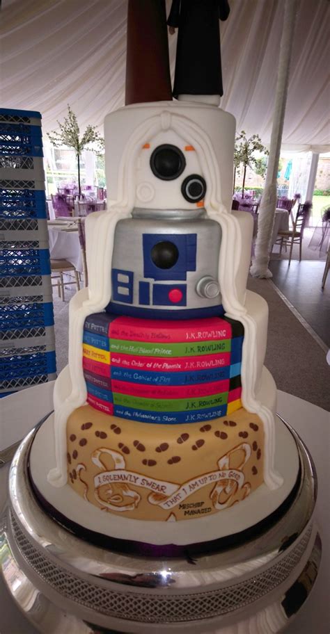 With 36 years of experience, we are dedicated to helping each bride and groom create the wedding cake and grooms cake of their dreams and providing them with cakes of quality in appearance and taste. 4 Tier Star Wars and Harry Potter Reveal Wedding Cake ...