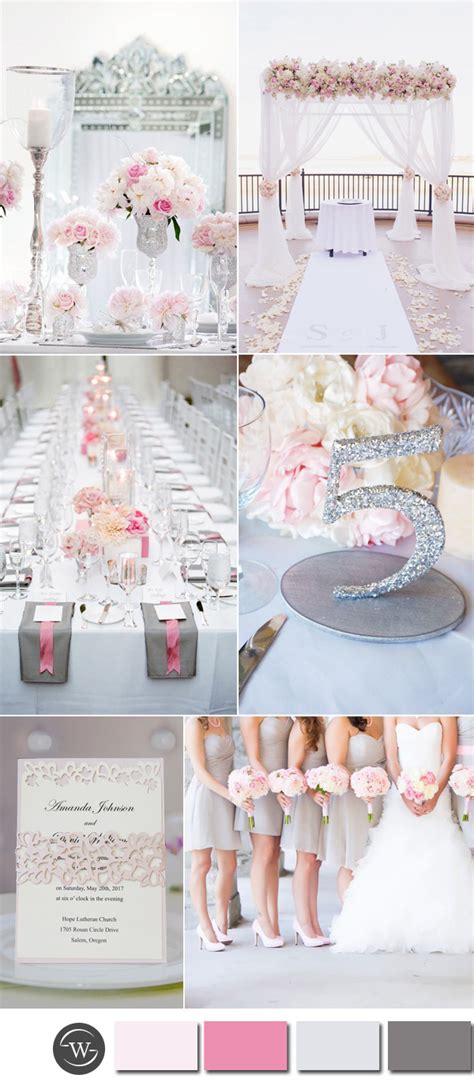 Six Beautiful Pink And Grey Wedding Color Combos With Invitations Stylish Wedd Blog