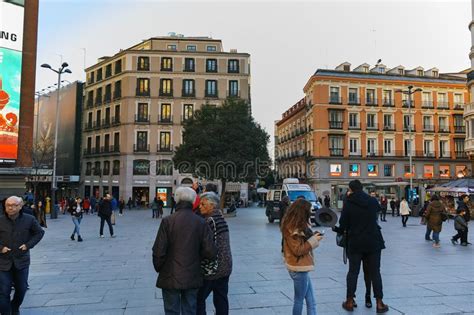 Sunset View Of Callao Square Plaza Del Callao In City Of Madrid