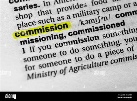 Highlighted Word Commission Concept And Meaning Stock Photo Alamy