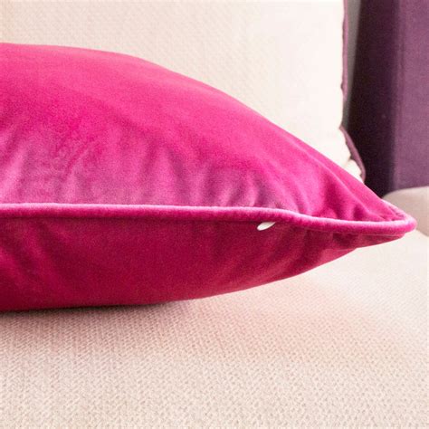 Bright Pink Piping Velvet Cushion Cover Cushion Covers Store