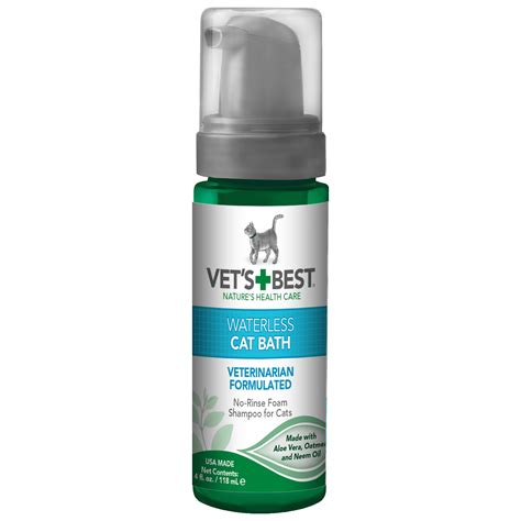 vet s best no rinse clean waterless cat shampoo natural formula 4 oz