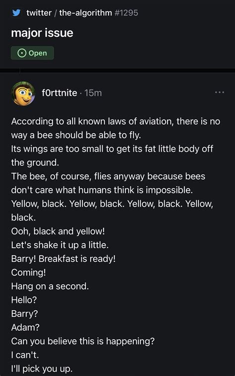 Yes They Really Posted The Whole Bee Movie Script Rprogrammerhumor