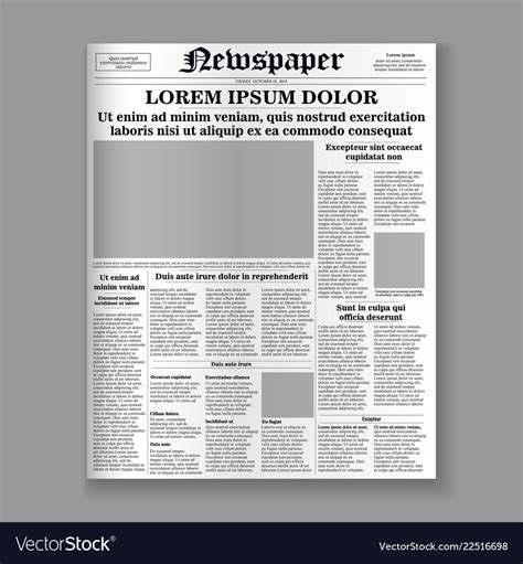 Newspaper Front Page Royalty Free Vector Image