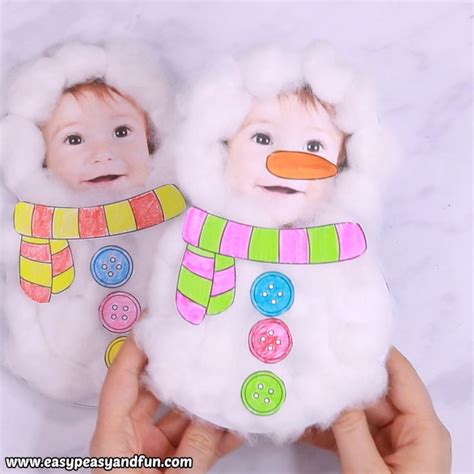 Cotton Ball Snowman Craft Diy Christmas Card Video Video Diy