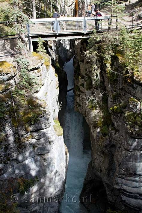 The Third Bridge Over A Waterfall In Maligne Canyon In Jasper National