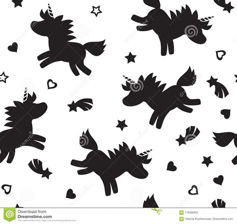 Vector Unicorn Seamless Pattern Stock Vector Illustration Of Little